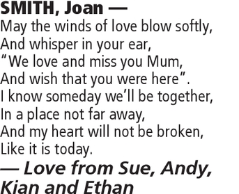 Notice for Joan Smith
